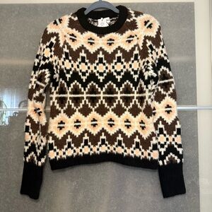 Chic Geometric Sweater - Black, Brown, Cream